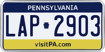 PA license plate LAP2903