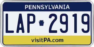 PA license plate LAP2919