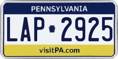 PA license plate LAP2925