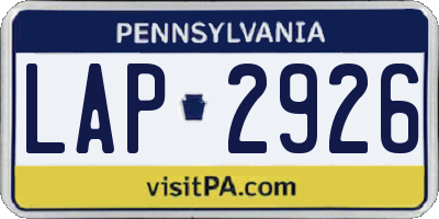 PA license plate LAP2926