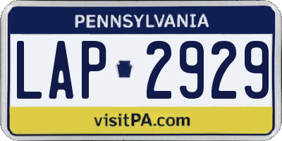 PA license plate LAP2929
