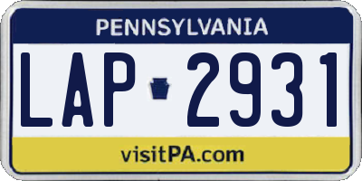PA license plate LAP2931