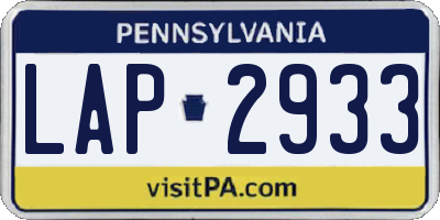 PA license plate LAP2933