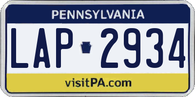 PA license plate LAP2934