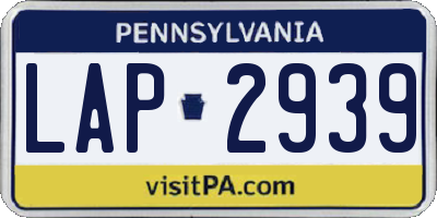 PA license plate LAP2939