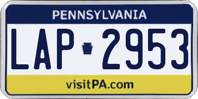 PA license plate LAP2953