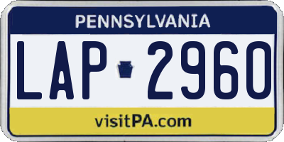 PA license plate LAP2960