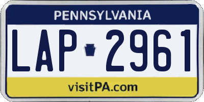 PA license plate LAP2961