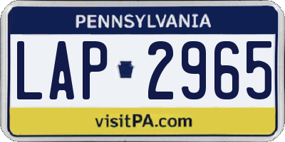 PA license plate LAP2965