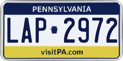 PA license plate LAP2972