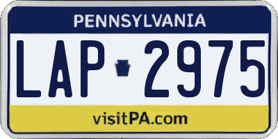 PA license plate LAP2975