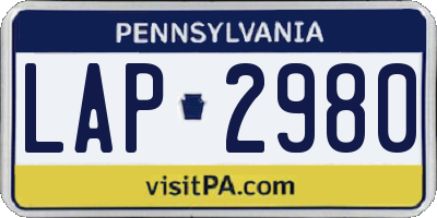 PA license plate LAP2980
