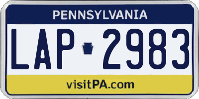 PA license plate LAP2983