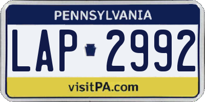 PA license plate LAP2992