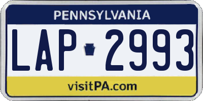 PA license plate LAP2993