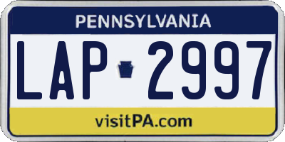PA license plate LAP2997
