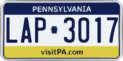 PA license plate LAP3017
