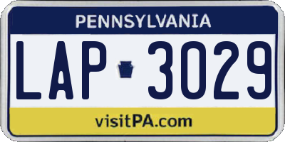 PA license plate LAP3029