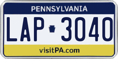 PA license plate LAP3040