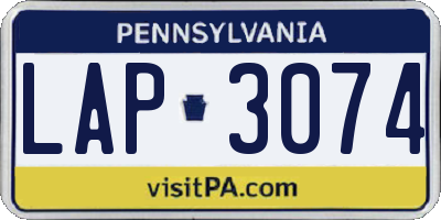 PA license plate LAP3074
