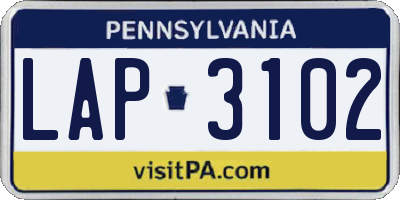 PA license plate LAP3102