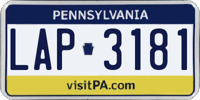 PA license plate LAP3181