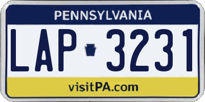 PA license plate LAP3231