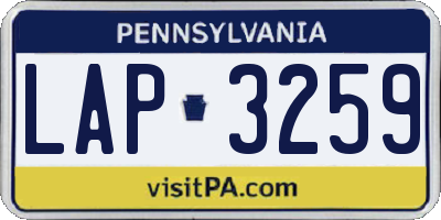PA license plate LAP3259
