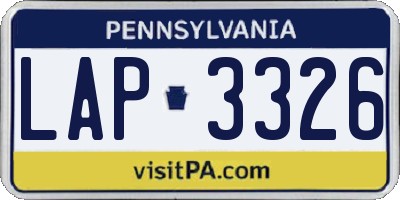 PA license plate LAP3326