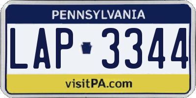 PA license plate LAP3344
