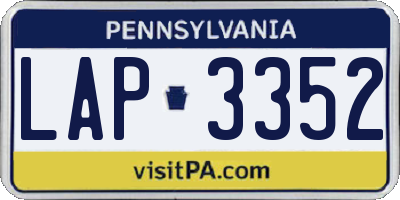 PA license plate LAP3352