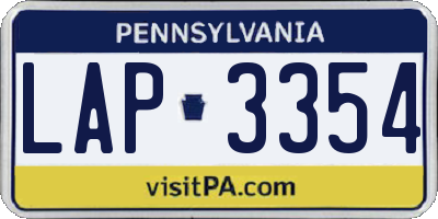 PA license plate LAP3354