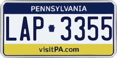 PA license plate LAP3355