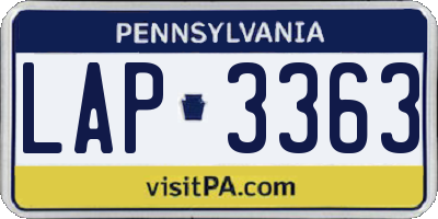 PA license plate LAP3363