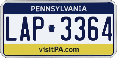 PA license plate LAP3364