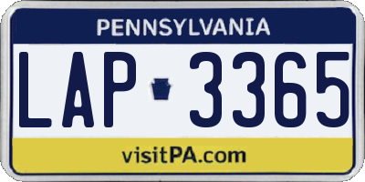 PA license plate LAP3365