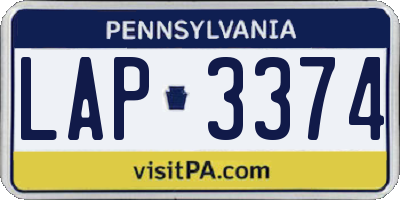 PA license plate LAP3374