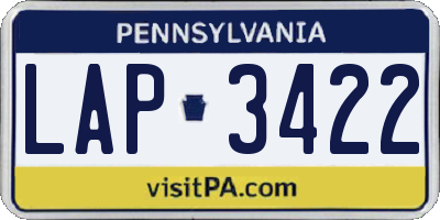 PA license plate LAP3422
