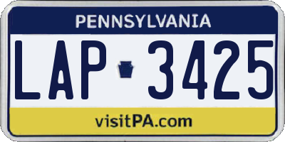 PA license plate LAP3425