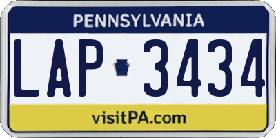 PA license plate LAP3434