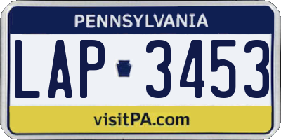 PA license plate LAP3453