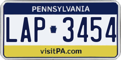 PA license plate LAP3454