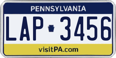 PA license plate LAP3456