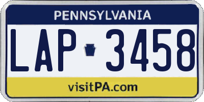 PA license plate LAP3458
