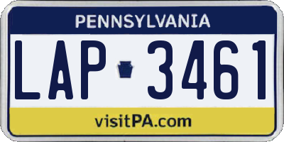 PA license plate LAP3461
