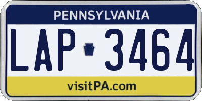 PA license plate LAP3464