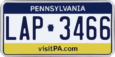 PA license plate LAP3466