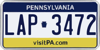 PA license plate LAP3472
