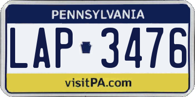 PA license plate LAP3476