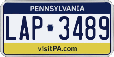 PA license plate LAP3489